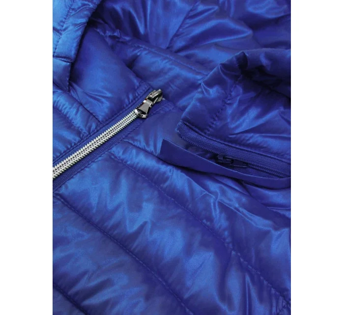 Prešívaná lesklá dámska vesta v Chrpová farbe (7000)