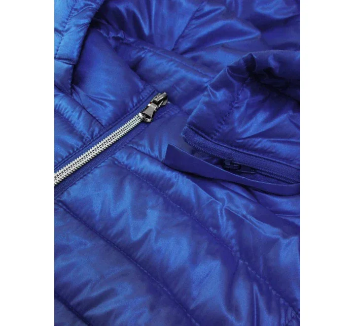 Prešívaná lesklá dámska vesta v Chrpová farbe (7000)