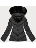 Čierna krátka dámska zimná bunda (TY035-1)