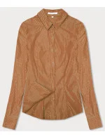 Koszula damska w srebrne paseczki karmelowa (AWT0111)