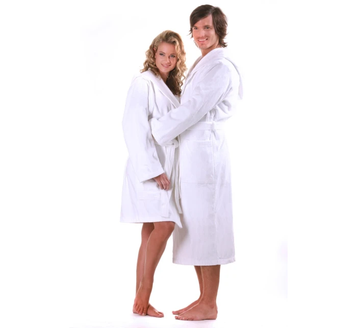 Unisex saunový župan s kapucňou 3150 biely - Vestis