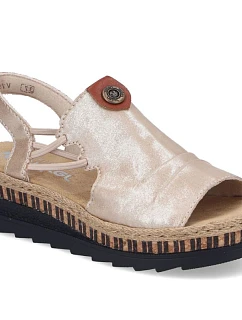 Dámske zlaté sandále na klinoch Rieker V7972-60
