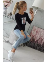 Blúzka s potlačou Originálna čierna Blúzka s potlačou Originálna čierna