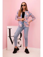 Dámska bavlnená mikina s potlačou a zipsom neónovo ružová