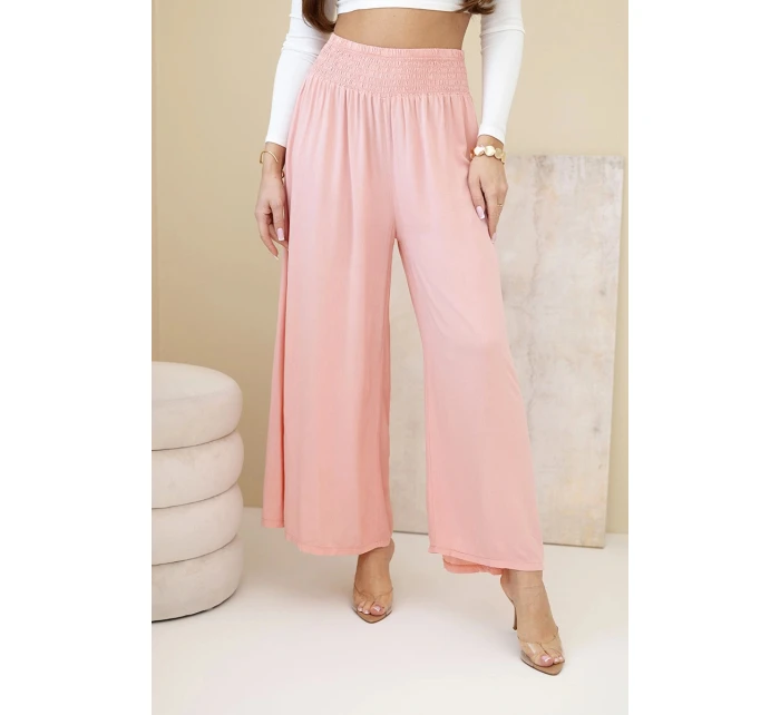 Dámské viskózové kalhoty s elastickým pasem meruňkové Dámské viskózové kalhoty s elastickým pasem meruňkové