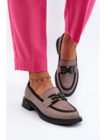 Elegantní dámské kožené mokasíny tmavě béžové model 21655398 - VINCEZA