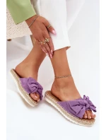 Klapki Damskie Na Platformie Z Plecionką I Kokardką Fioletowe Alpireda Klapki Damskie Na Platformie Z Plecionką I Kokardką Fioletowe Alpireda