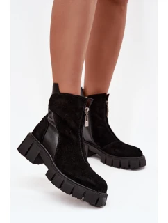 Dámské kozačky z pravé semišové kůže s podšívkou D A  Černé model 21715544 - D&A