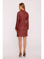M871 Zavinovacie šaty z tvídu - bordové