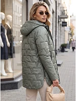 Kurtka damska pikowana z odpinanym kapturem zielona model 22358097 - FashionStreet