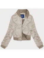 Krátka béžová dámska bunda typu bomber (AG3-2206)