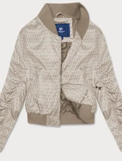 Krátka béžová dámska bunda typu bomber (AG3-2206)