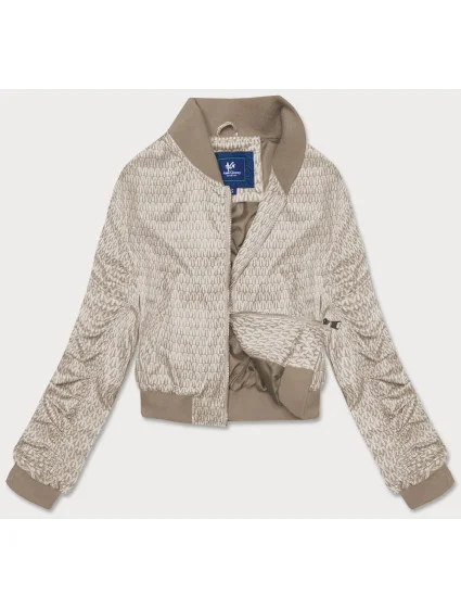 Krátka béžová dámska bunda typu bomber (AG3-2206)