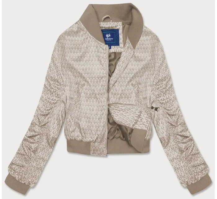 Krátka béžová dámska bunda typu bomber (AG3-2206)