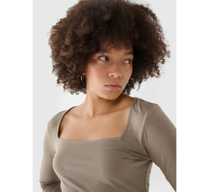 Dámské hladké tričko s dlouhým rukávem model 21431878 - 4F