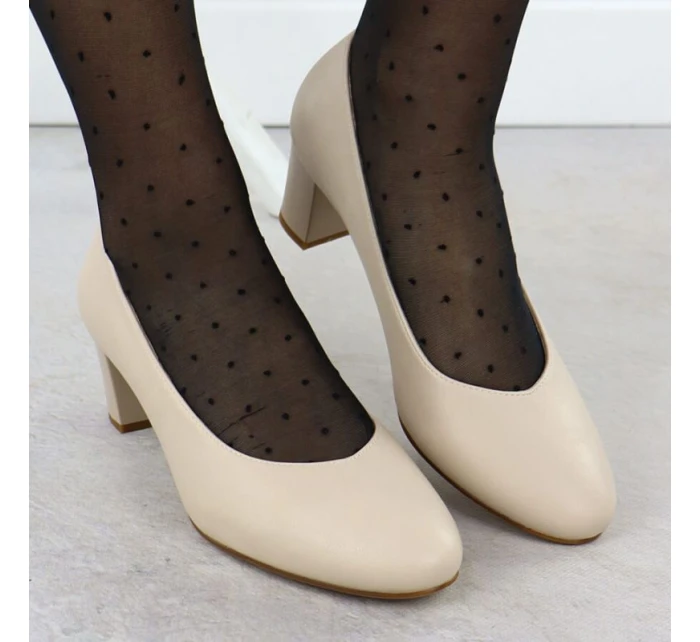 Sergio Leone W SK415B béžové lodičky na podpätku