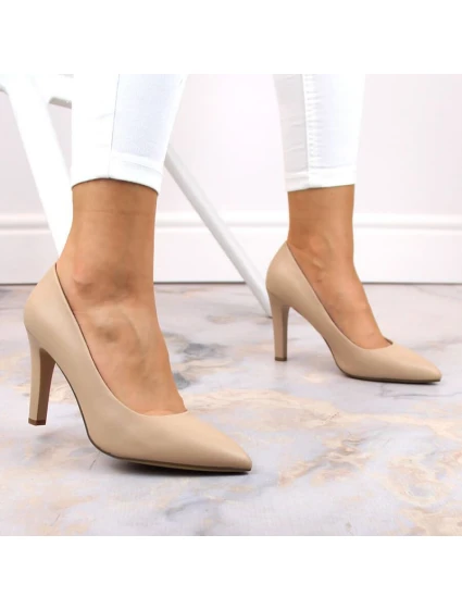 Sergio Leone W SK415B béžové lodičky na podpätku