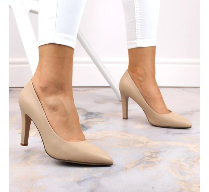 Sergio Leone W SK415B béžové lodičky na podpätku