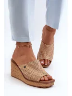 Dámske papuče Sergio Leone na klinoch Beige