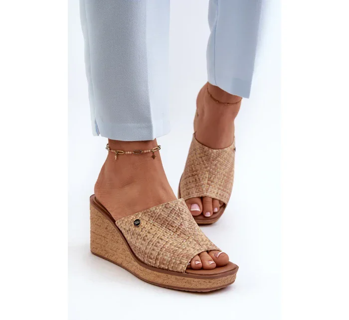 Dámske papuče Sergio Leone na klinoch Beige