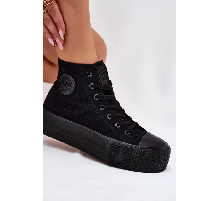 Dámske plátenné tenisky na platforme Big Star - čierne Dámske plátenné tenisky na platforme Big Star - čierne