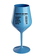 WORKING 100% - modrý nerozbitný pohár na víno 470 ml