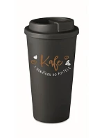 KAFE S DONÁCIOU NA BEDROOM - čierny termohrnček 475 ml