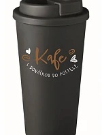 KAFE S DONÁCIOU NA BEDROOM - čierny termohrnček 475 ml