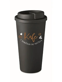 KAFE S DONÁCIOU NA BEDROOM - čierny termohrnček 475 ml