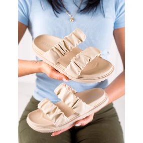 Klasické dámské  nazouváky hnědé bez podpatku