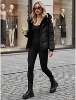 Dámska zimná prešívaná bunda s kožušinou, čierna, FashionStreet TY5982 Dámska zimná prešívaná bunda s kožušinou, čierna, FashionStreet TY5982