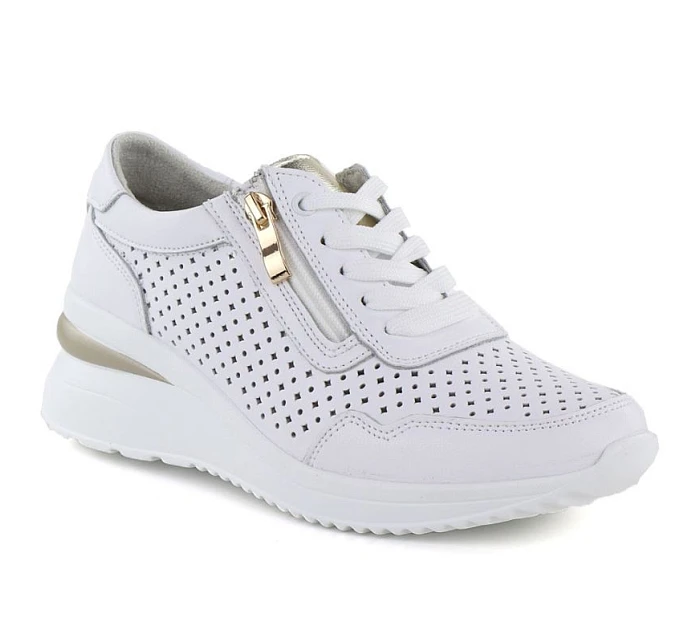 Bílé kožené tenisky model 22068778 s otevřenou platformou - VINCEZA Bílé kožené tenisky model 22068778 s otevřenou platformou - VINCEZA