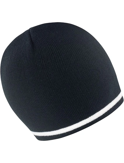 Result Headwear R 368X Pletená čiapka s kontrastnými pruhmi 28.368X čierna/biela Result Headwear R 368X Pletená čiapka s kontrastnými pruhmi 28.368X čierna/biela