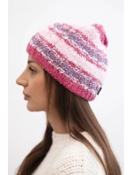 Dámska zimná čiapka s farebným vláknom a elastickou šnúrkou K352 malinová
