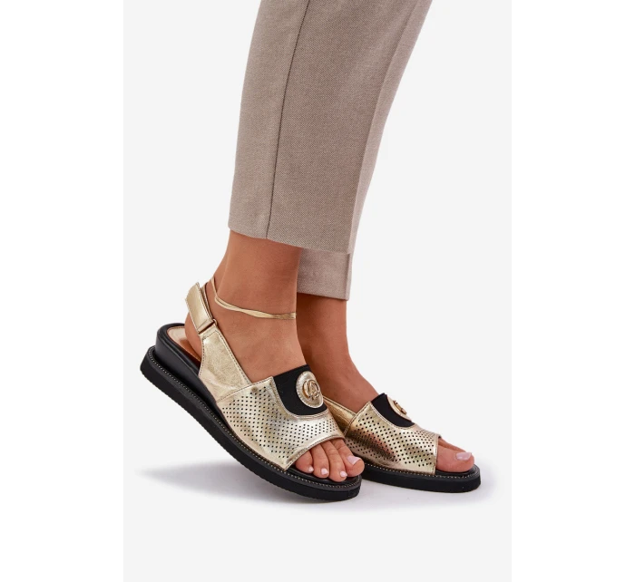 Dámské Sandály Na Klínu Zlaté model 21685250 - Boto Dámské Sandály Na Klínu Zlaté model 21685250 - Boto