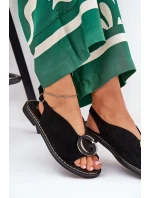 Płaskie Sandały Z Ozdobą Czarne Haliones Płaskie Sandały Z Ozdobą Czarne Haliones