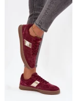 Semišové dámské tenisky model 21708290 bordó - VINCEZA