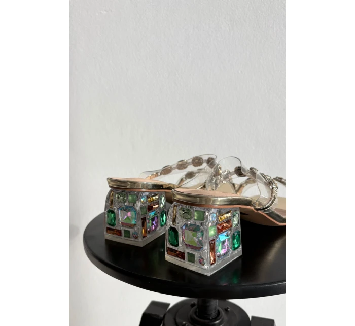 Dámské pantofle s krystaly D&A MR1037-02 Zlaté