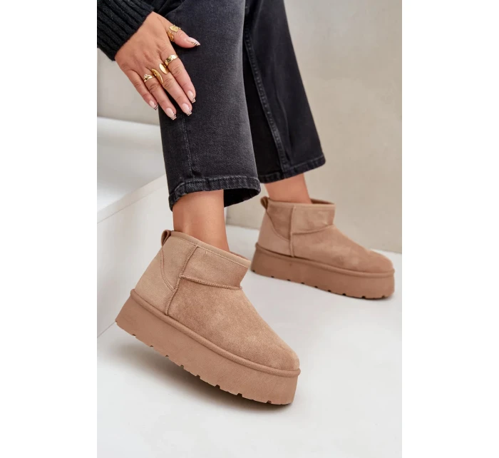 Dámske snežnice na platforme Ninala - tmavo béžové Dámske snežnice na platforme Ninala - tmavo béžové