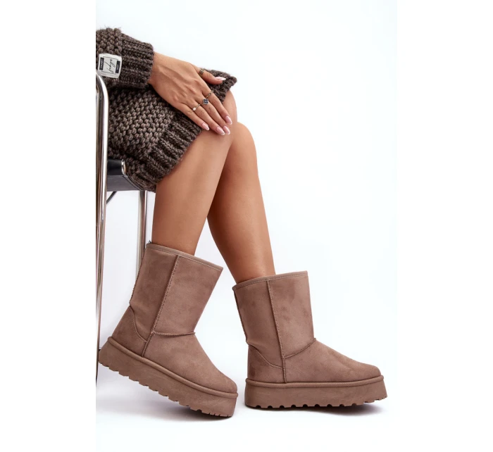 Dámske snehové topánky VL256P Dark beige - Seastar