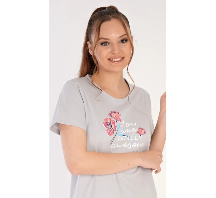 Dámská noční košile s krátkým rukávem model 18831612 - Vienetta Dámská noční košile s krátkým rukávem model 18831612 - Vienetta