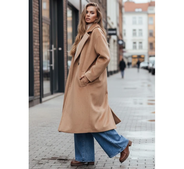 Dámsky prechodný hnedý oversize kabát FashionStreet NY0767z Dámsky prechodný hnedý oversize kabát FashionStreet NY0767z