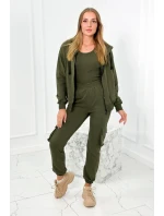 Set 3 v 1 mikina + top + kalhoty khaki Set 3 v 1 mikina + top + kalhoty khaki