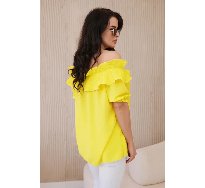 Španělská halenka s ozdobným volánem žlutý Španělská halenka s ozdobným volánem žlutý
