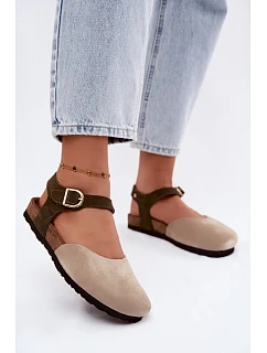 Dámske semišové kožené sandále s uzavretou špičkou Maciejka H7365-04 beige