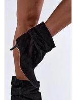 Černé slip-on kozačky typu Slouchy na podpatku Loralia