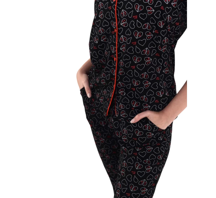 Dámske pyžamo 180/162 čierne so srdiečkami - Karol