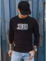 Pánska mikina s potlačou čierna FashionStreet BX5360 Pánska mikina s potlačou čierna FashionStreet BX5360