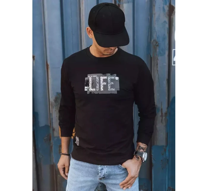 Pánska mikina s potlačou čierna FashionStreet BX5360 Pánska mikina s potlačou čierna FashionStreet BX5360