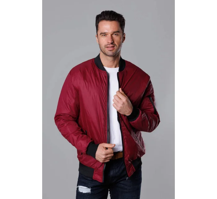 Pánska bunda typu "bomber" vo vínovej bordovej farbe s prešívanou podšívkou (AK95-6)